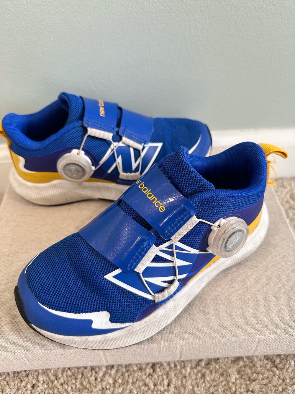 New Balance Kids' Blue BOA Sneakers with Yellow Accents